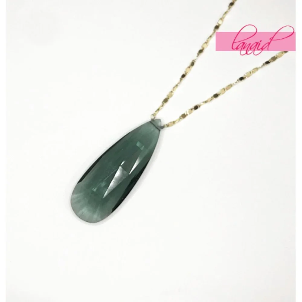 Anthropologie Skipping Stones Necklace Crystal Gem Gemstone Geode Gold Gray Grey - Picture 4 of 7